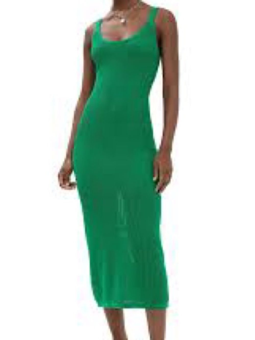 Staud Sleek Kelly Green Jessica Knit Tank Midi Dress M